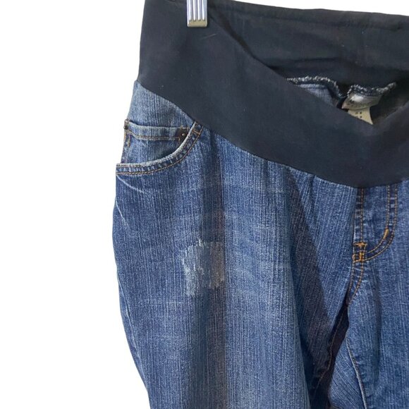 Motherhood Maternity Flare Distressed Pull-on Stretch Jeans Blue‎ Women Medium - Picture 4 of 8